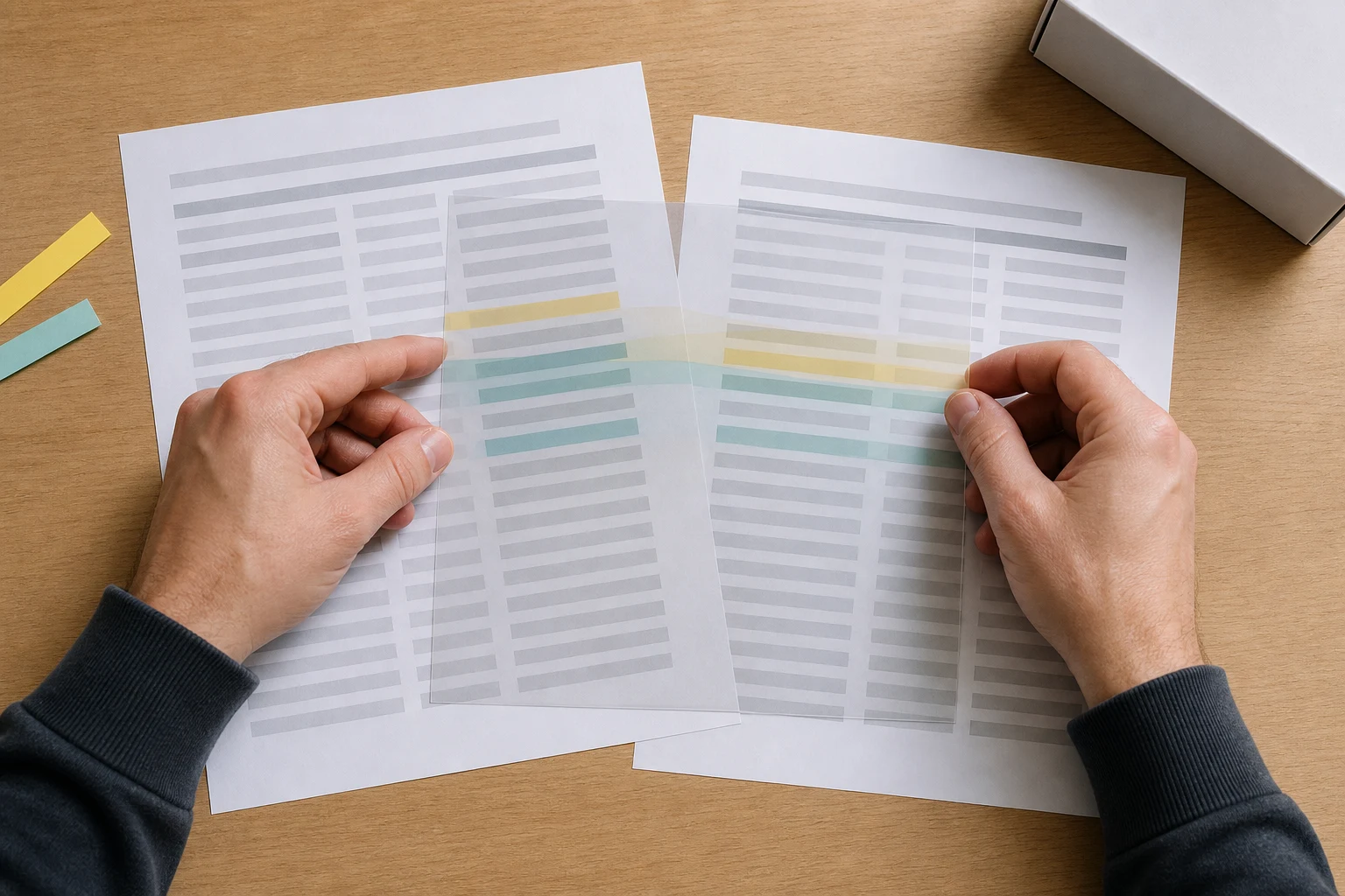 Analyst aligning two advertising exports to reveal overlapping search-term rows