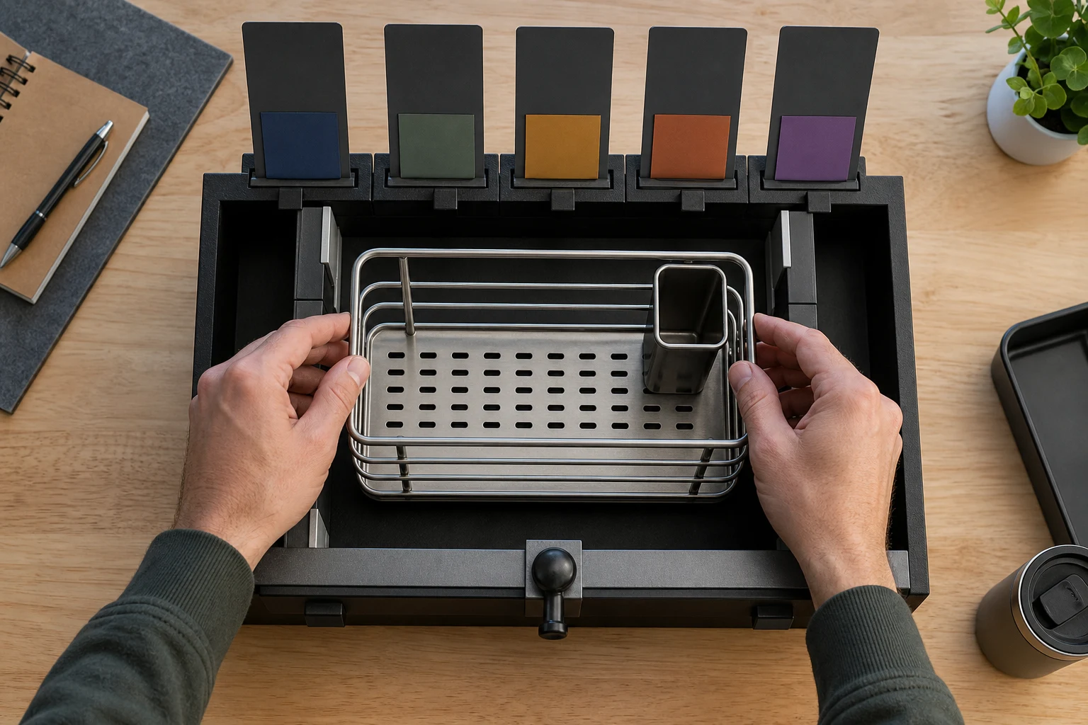 Researcher checking one product sample through separate physical evidence gates