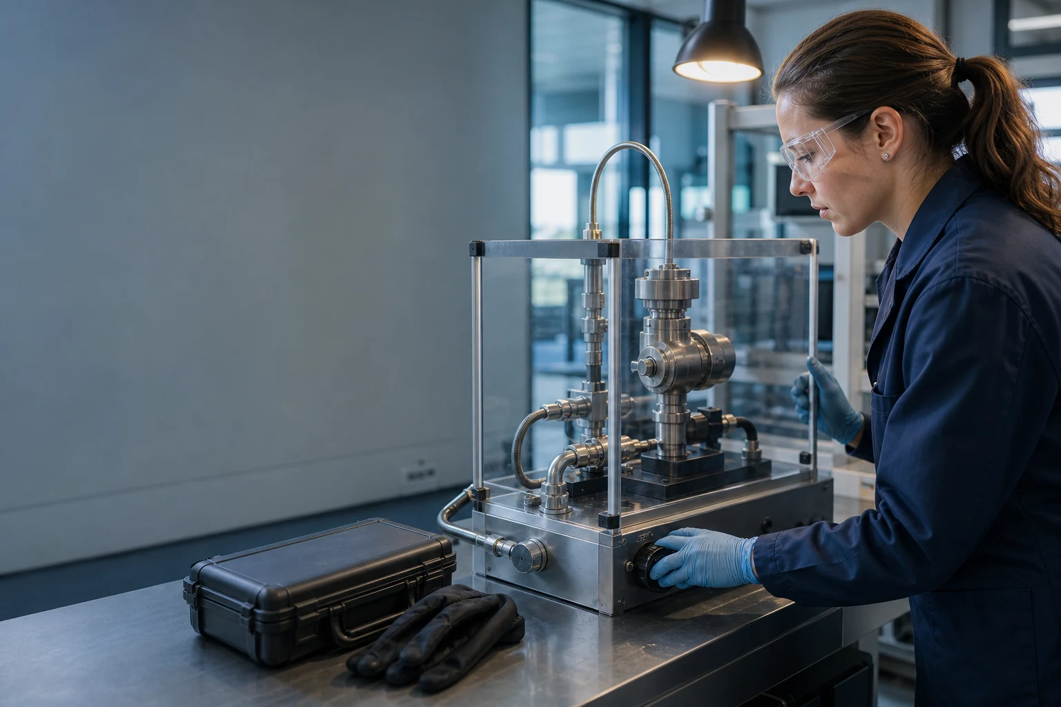 Customer reliability engineer tests an unbranded valve differentiator