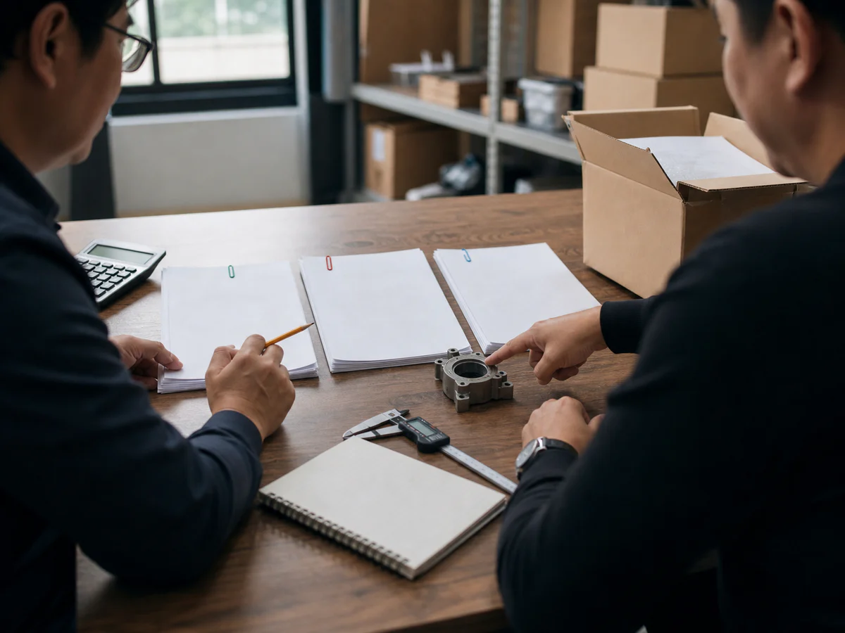 Export team comparing three quotation options before negotiation