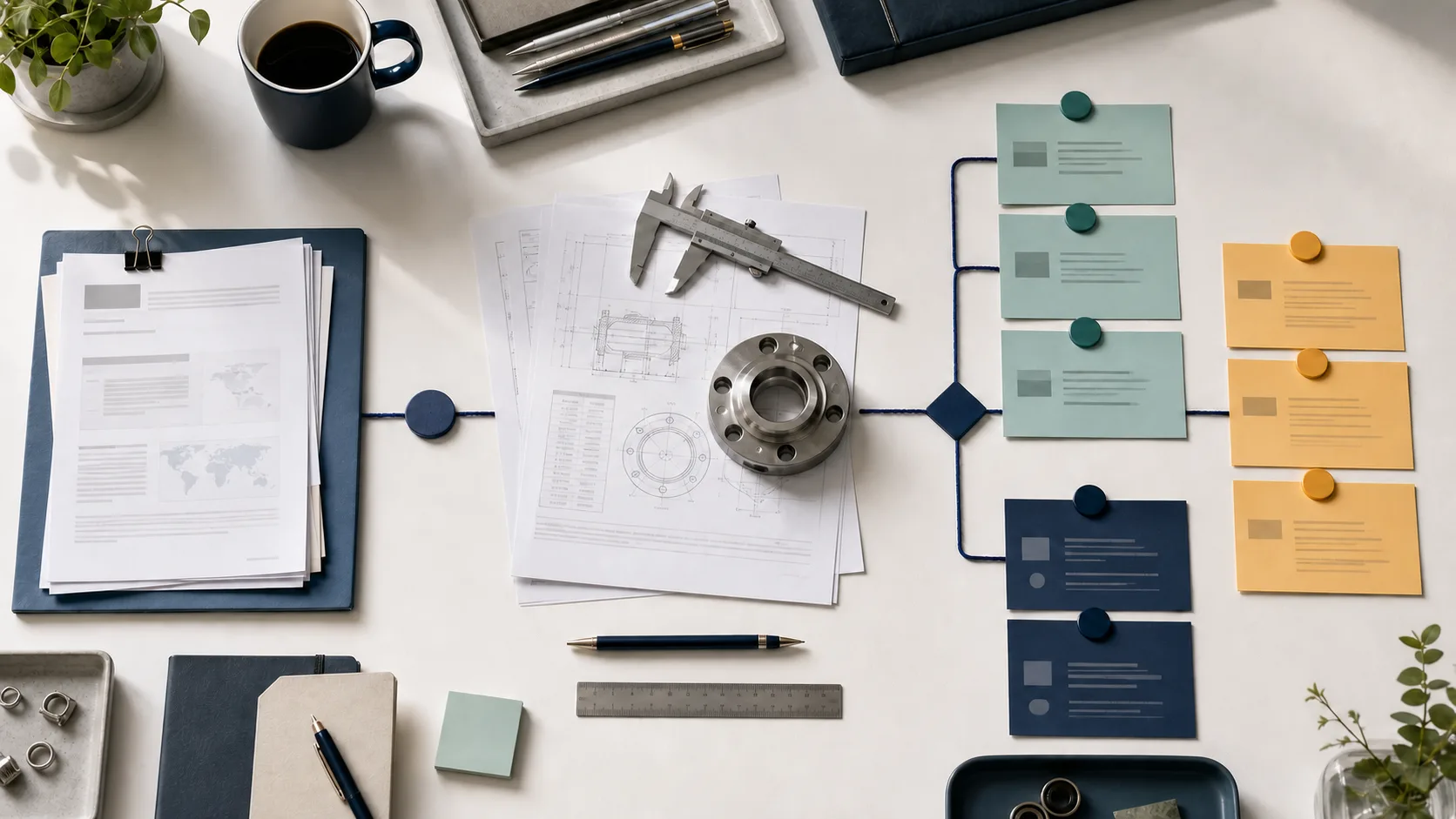 Buyer requirements moving through fact checks, gap review, and clarification planning