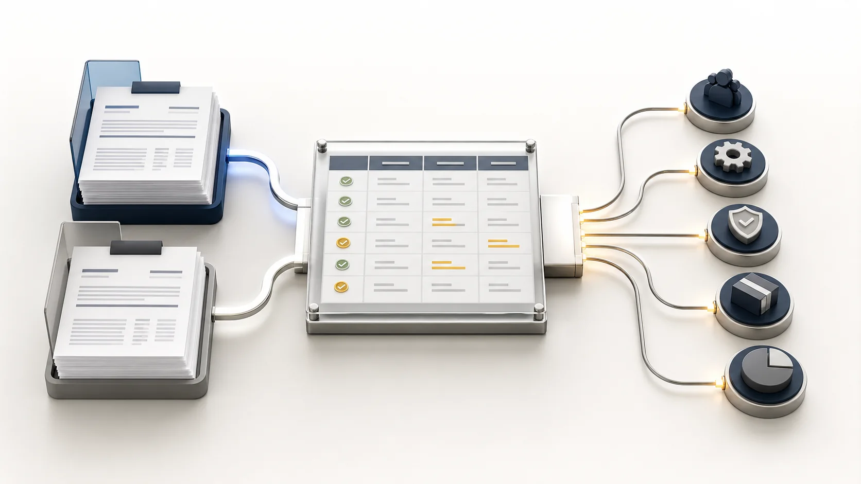 Order terms moving through comparison, approval, clarification, and handoff stages