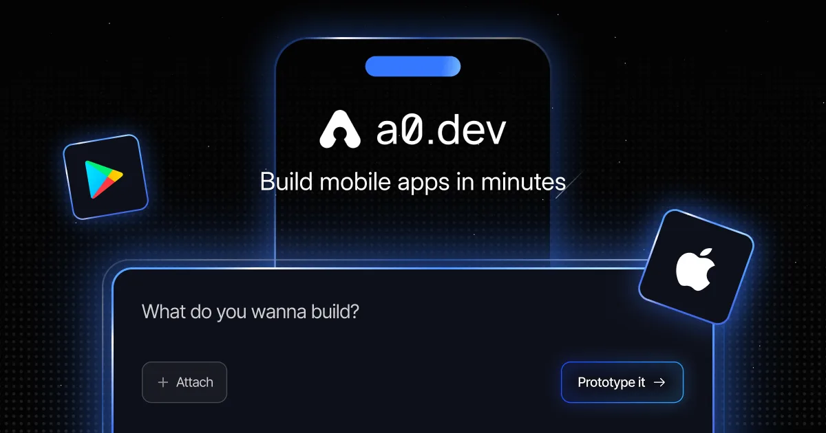 a0.dev 移动应用构建平台宣传图