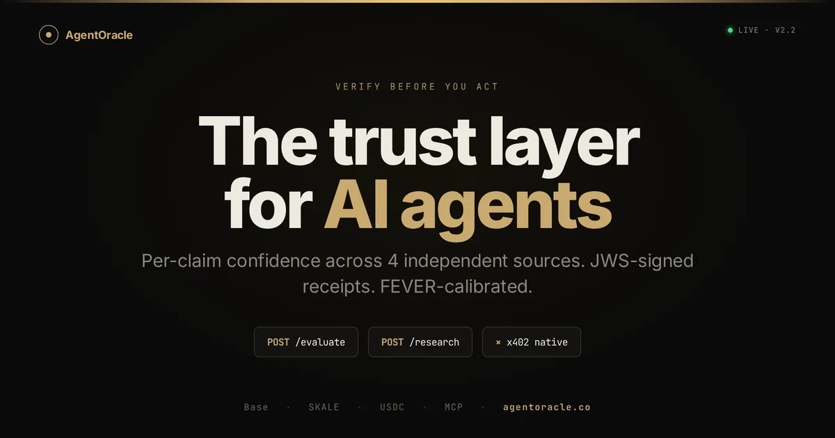 AgentOracle claim verification and signed receipt interface