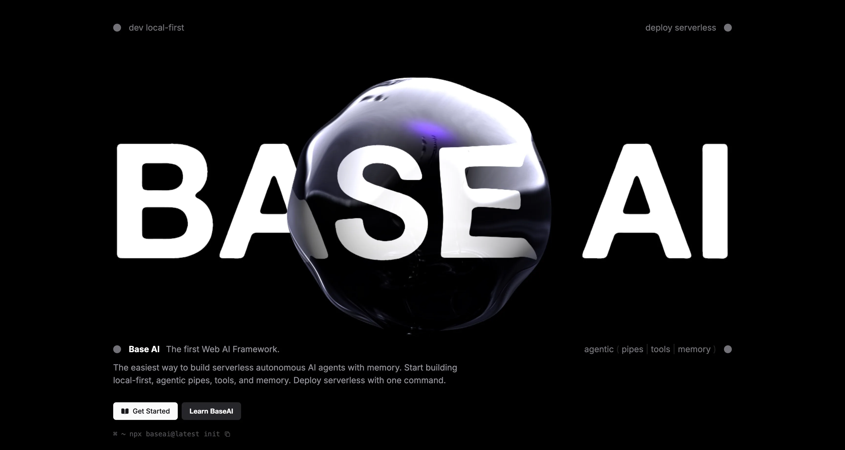 BaseAI framework for serverless agents with memory