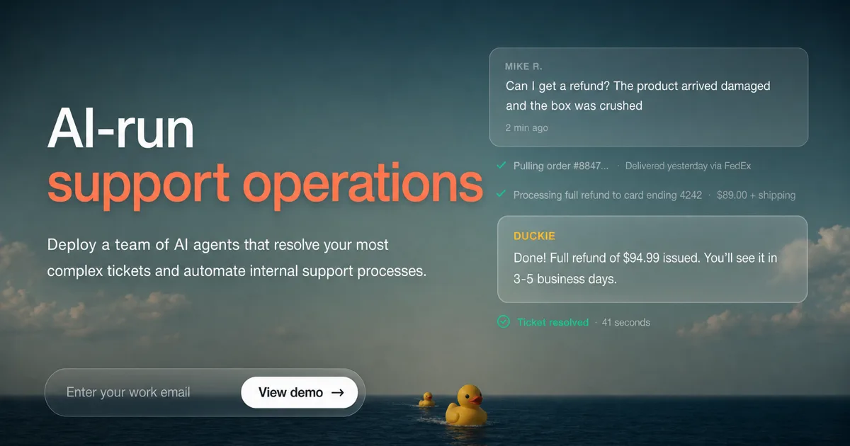 Duckie autonomous customer support ticket resolution platform