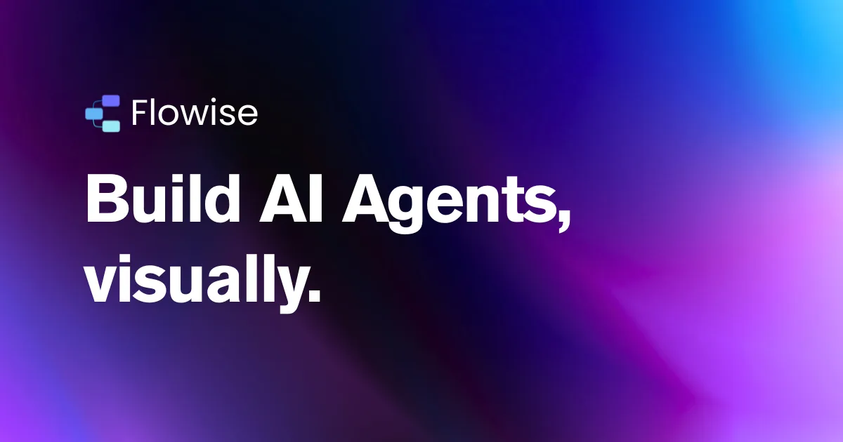 Flowise visual workflow for building chat assistants, RAG, and multi-agent systems