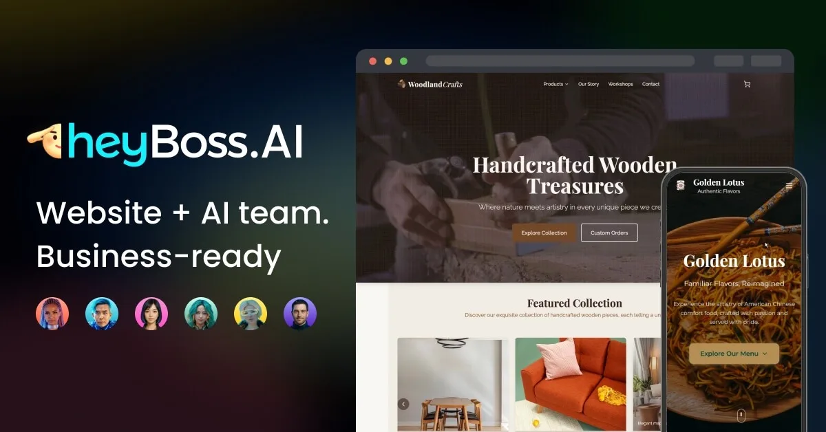 HeyBoss AI no-code website and app builder
