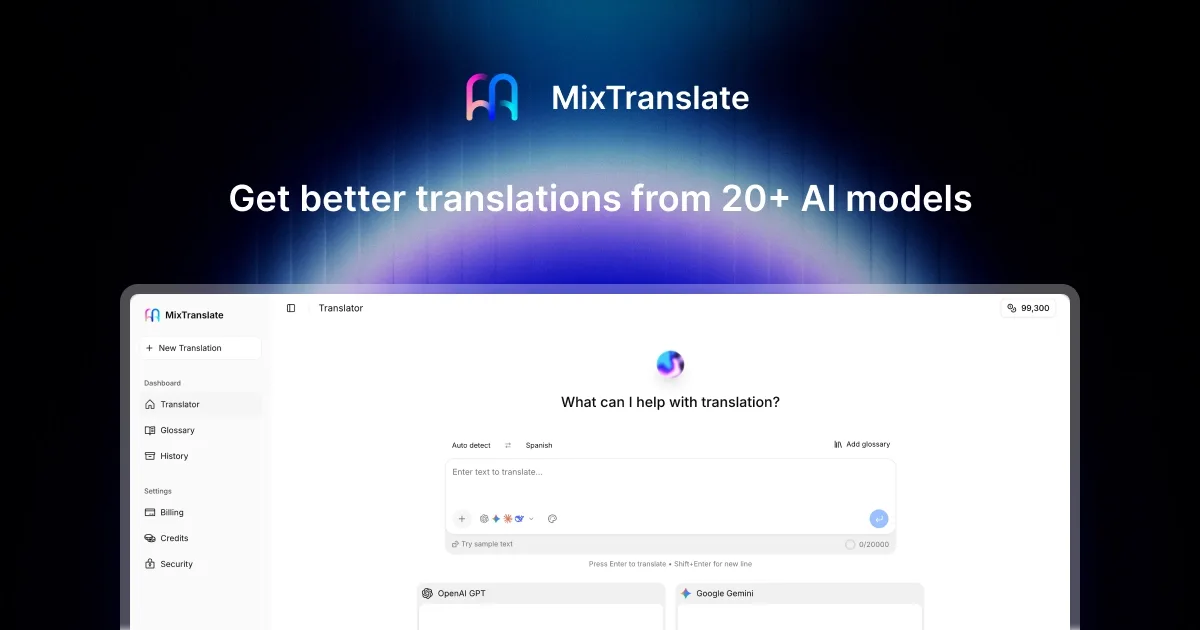 MixTranslate multi-model translation comparison