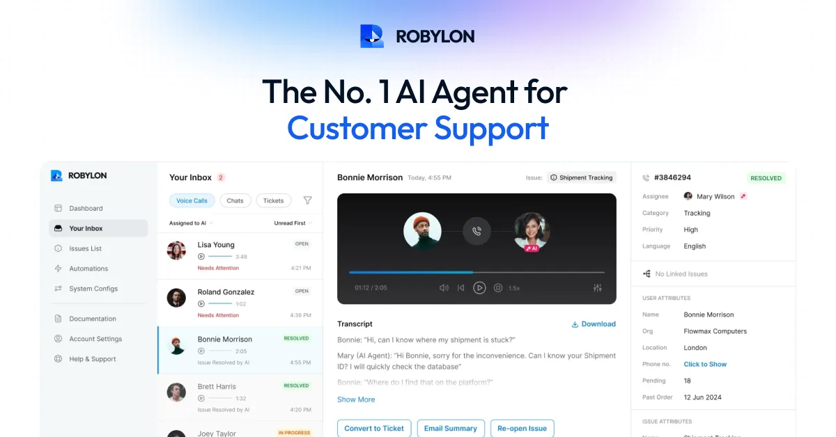 Robylon AI 客服智能体界面