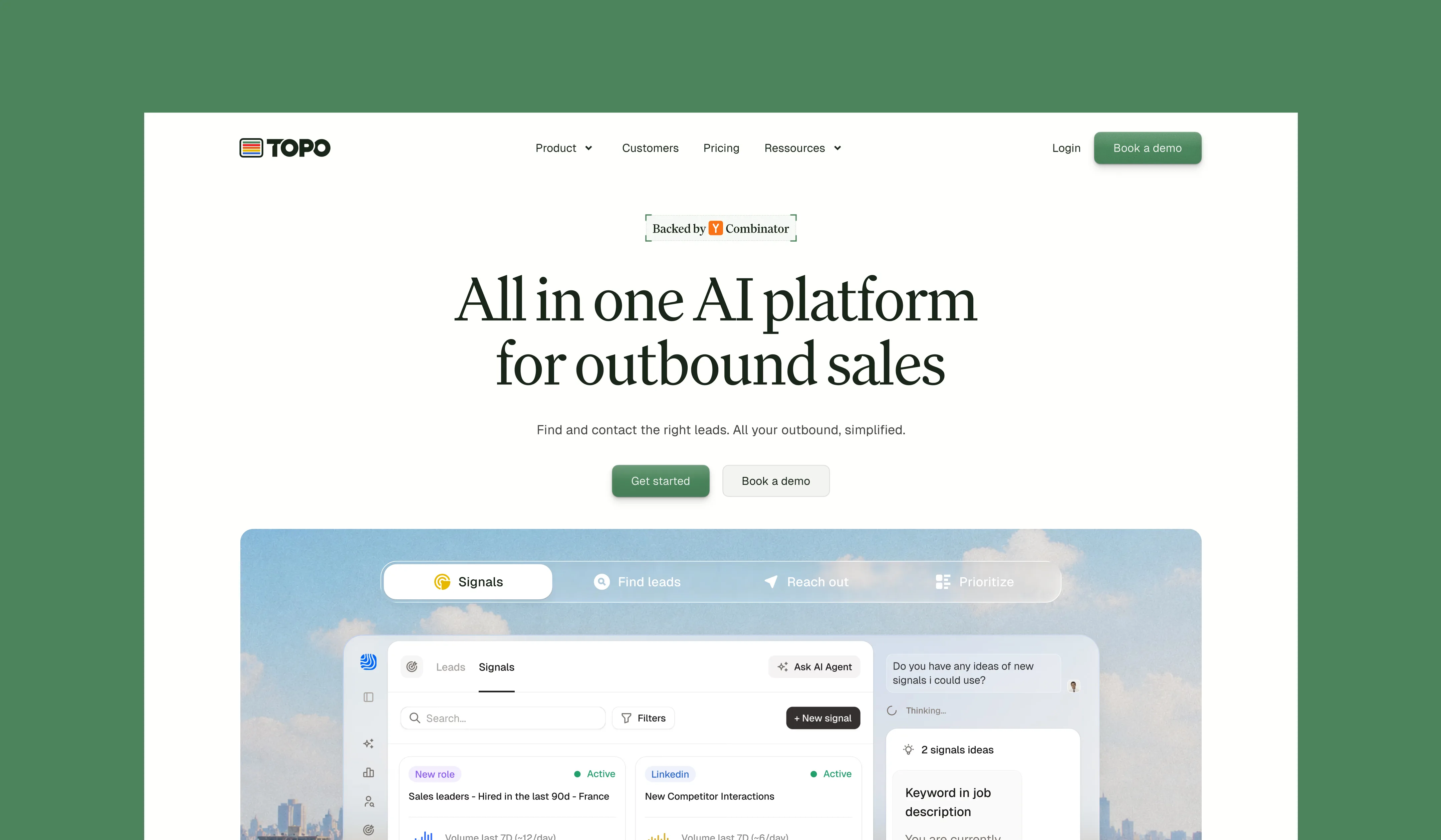 Topo AI sales platform for prospecting and outbound automation